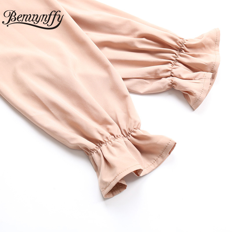 Mock Neck Bow Back Solid Pleated Asymmetrical Dresses Spring Women Highstreet Long Sleeve Female Casual High Low Dress 210510