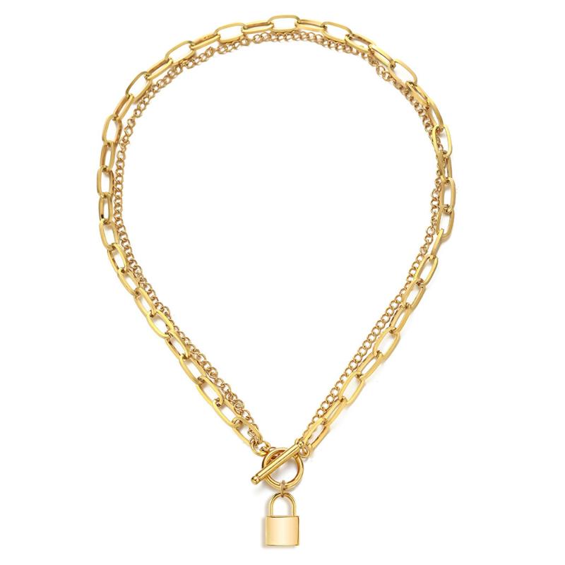 Pendant Necklaces Stainless Steel Multi Layer Chain Lock Necklace For Women Men OT Clasp Toggle Padlock Choker Hip Hop Jewelry
Pendant Necklaces Stainless Steel Multi Layer Chain Lock Necklace For Women Men OT Clasp Toggle Padlock Choker Hip Hop Jewelry