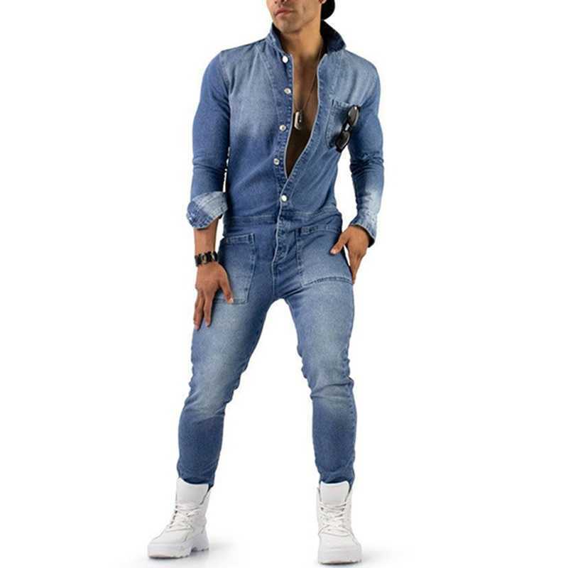 Men's Jeans Overalls Slim Fit Boyfriend Jean Jumpsuits Spring Autumn Streetwear Denim Bib Jumpsuit Male Long Rompers Pants S-5XL 211009