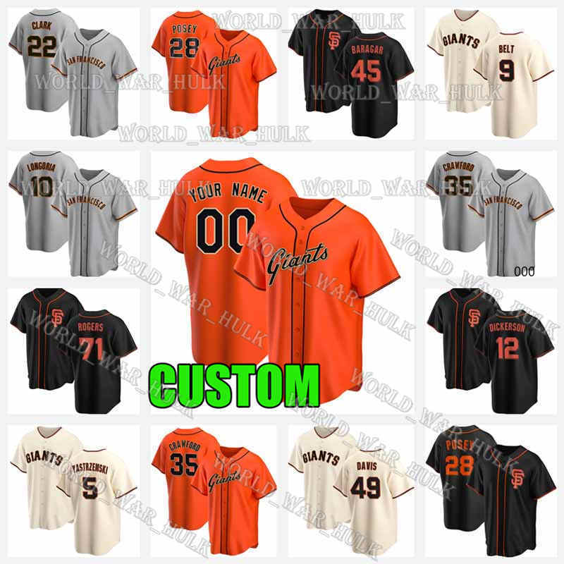 San Francisco Giants Jersey 35 Brandon Crawford 22 Will Clark 28 Buster Posey 40 Madison Bumgarner Caleb Baragar Custom Baseball, Blue;black
San Francisco Giants Jersey 35 Brandon Crawford 22 Will Clark 28 Buster Posey 40 Madison Bumgarner Caleb Baragar Custom Baseball, Blue;black