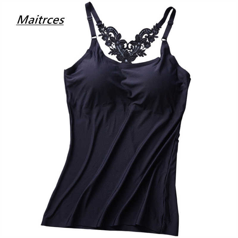 Camis Summer Sexy embroidered Backles Tank Tops Slim Lady Built In Bra Self Mold Strap Camisole TX060 210608, Black
Camis Summer Sexy embroidered Backles Tank Tops Slim Lady Built In Bra Self Mold Strap Camisole TX060 210608, Black