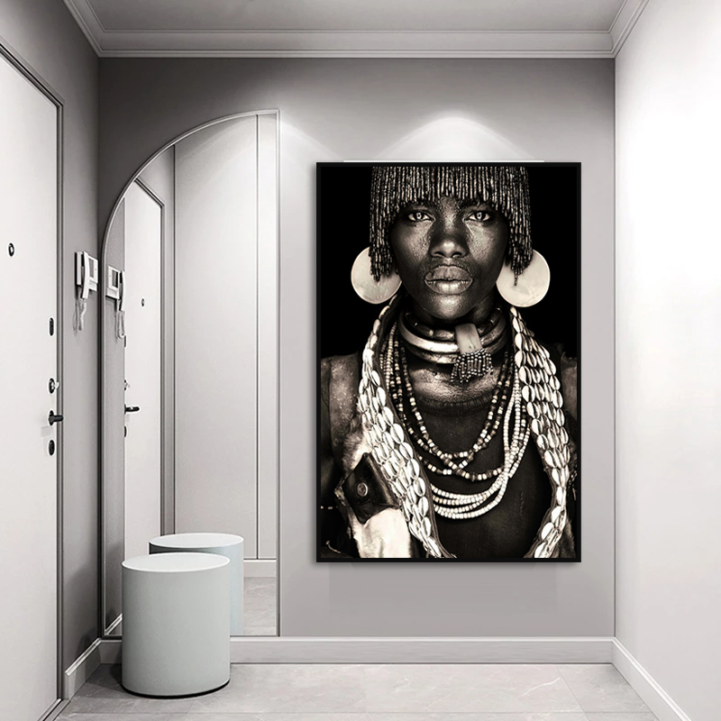 African Wall Art Primitive Tribal Women Canvas Painting Modern Home Decor Black Woman Pictures Print Decorative Paintings Mural