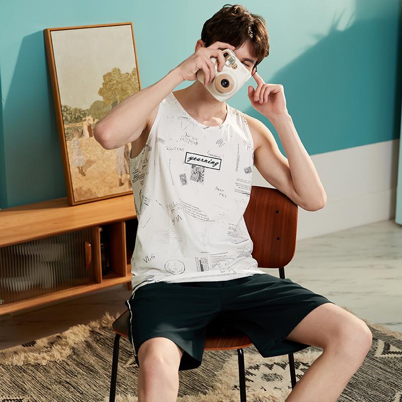 Men's Sleepwear Pijamas Hombre Verano Manga Corta 2 Piece Pajama Set Printed Pajamas Sleeveless Nightgown Tropical Cotton, Pajamas set 2
Men's Sleepwear Pijamas Hombre Verano Manga Corta 2 Piece Pajama Set Printed Pajamas Sleeveless Nightgown Tropical Cotton, Pajamas set 2