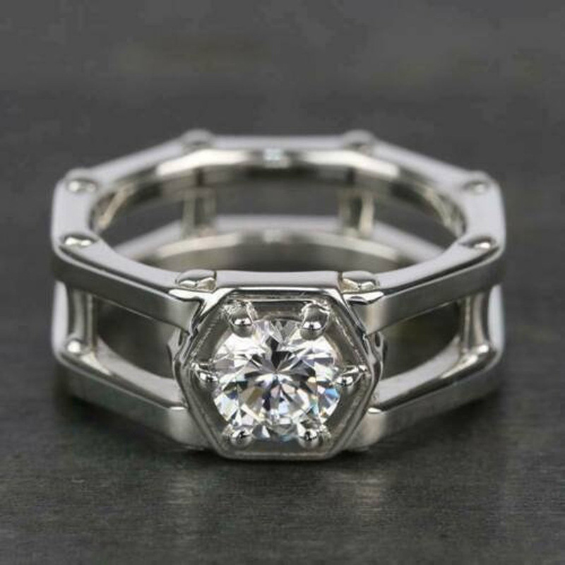 Fashion 925 Silver Plated White CZ Stone Ring Creative Design Hallow out Geometric Rings For Men Women Party Anniversary Jewelry Gift
Fashion 925 Silver Plated White CZ Stone Ring Creative Design Hallow out Geometric Rings For Men Women Party Anniversary Jewelry Gift