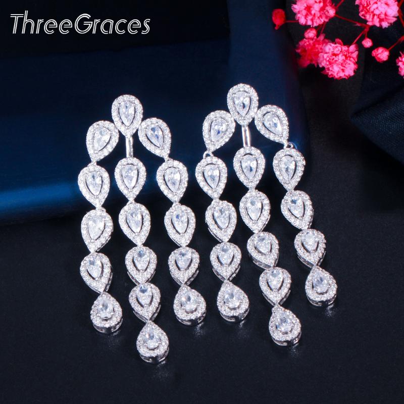 Dangle & Chandelier ThreeGraces Luxury Cubic Zirconia Bridal Wedding Long Waterdrop Tassel Earrings For Brides 925 Silver Post Jewelry ER592
Dangle & Chandelier ThreeGraces Luxury Cubic Zirconia Bridal Wedding Long Waterdrop Tassel Earrings For Brides 925 Silver Post Jewelry ER592
