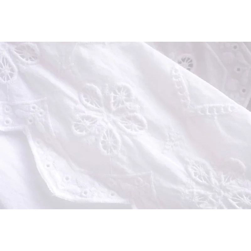 fashion women white shirts summer embroidery floral ladies blouses v neck casual female shirt bow girls blouse 210430