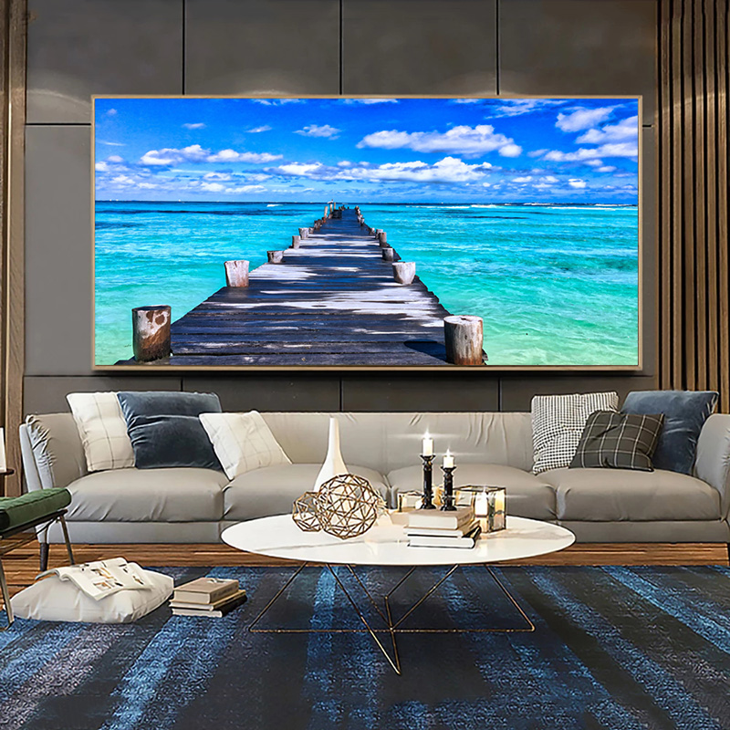 Old Wood Bridge Posters Canvas Painting Wall Art Pictures For Living Room Sea Lake Scenery Prints Sky Sunset Modern Home Decor