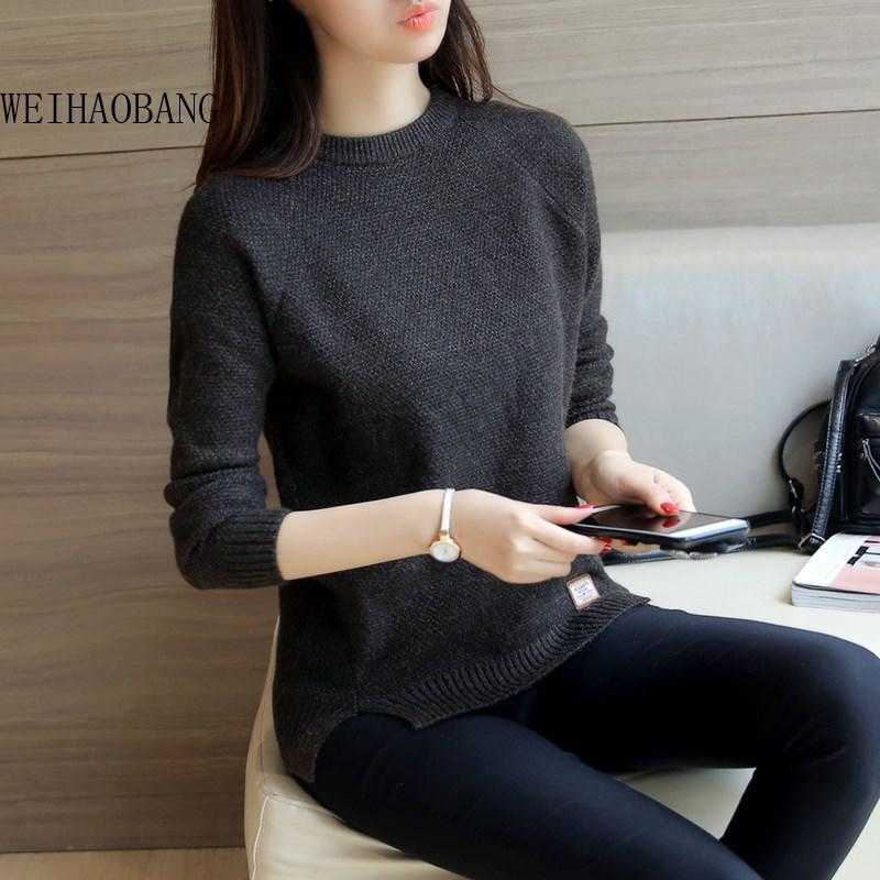 WEIHAOBANG Women Sweaters And Pullovers Spring Autumn Long Sleeve Pull Femme Solid Pullover Female Casual Knitted Sweater 211007