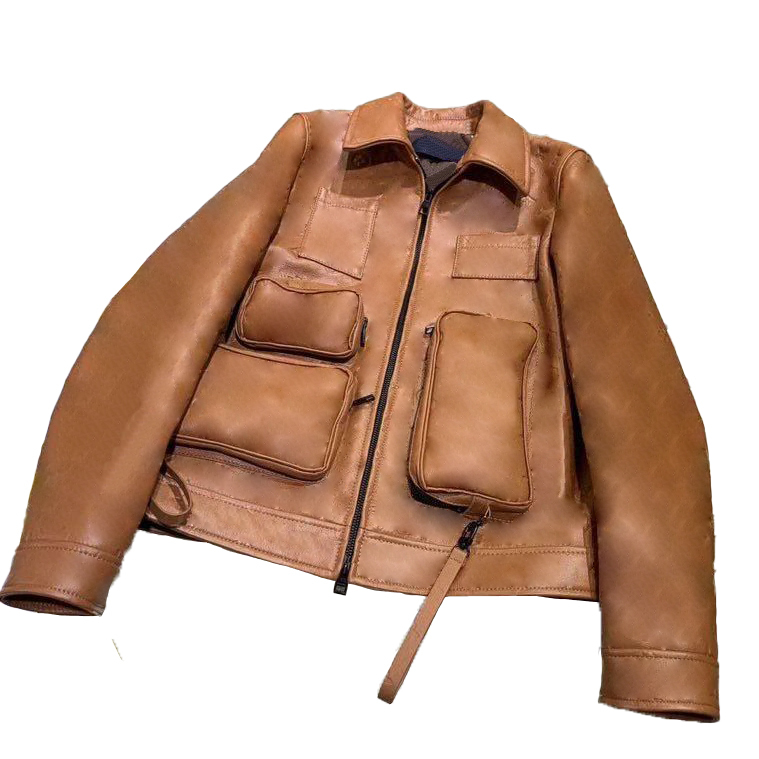 2023 Fashion Mens Jackets Lapel Zipper Cardigan with Multiple Pockets Embellished Jacket Street Casual Winter Wear Womens Coat