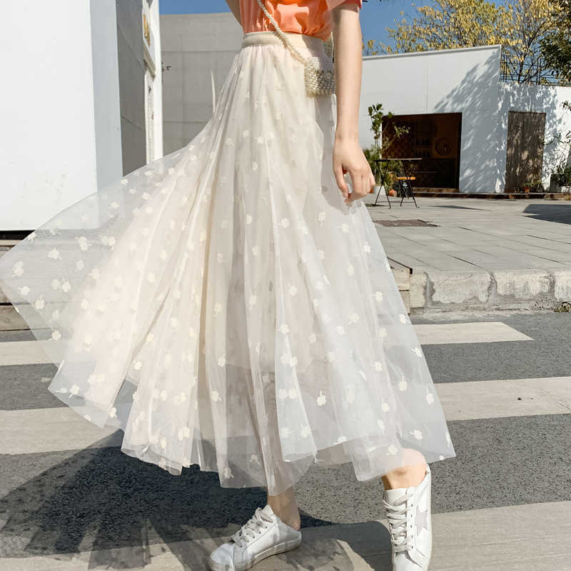 Arrival Summer Women Casual Embroidery Mesh High Waist A-line Skirt All-matched Sweet Cute Elastic Waist Skirts W358 210608, White
Arrival Summer Women Casual Embroidery Mesh High Waist A-line Skirt All-matched Sweet Cute Elastic Waist Skirts W358 210608, White