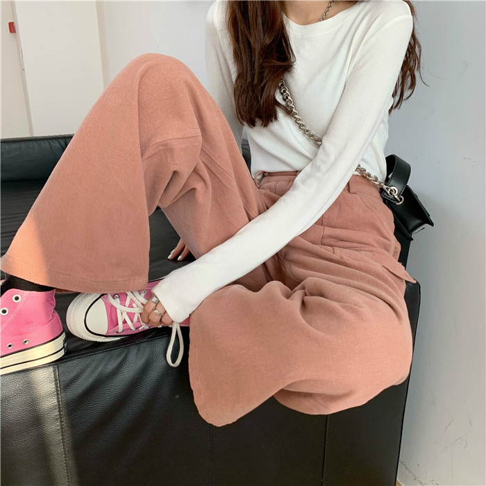 Nomikuma Causal Safari Style Women Pants Korean High Waist Long Trousers Autumn Pockets Wide Leg Pants Feminimos 6C620 210427