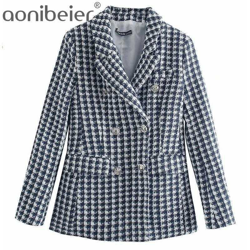 European Women's Clothing Spring Houndstooth Double Breasted Chunky Suit Vintage Office Lady Jacket Coat 210604, As picture
European Women's Clothing Spring Houndstooth Double Breasted Chunky Suit Vintage Office Lady Jacket Coat 210604, As picture