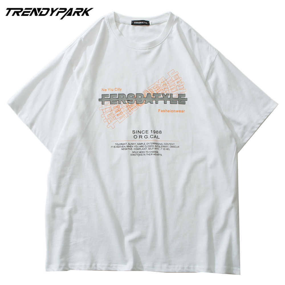 Men's T-shirt Letters Summer Short Sleeve Printed Tee Hip Hop Oversized Cotton Casual Harajuku Streetwear Top Tshirts Clothing 210601