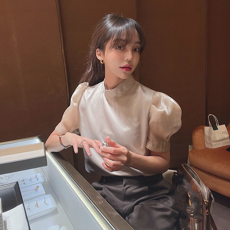 Nomikuma Puff Short Sleeve Women Blouse Spring Summer New Pullover Shirt Causal O-neck Femme Elegant Blusas Top 6E618 210427