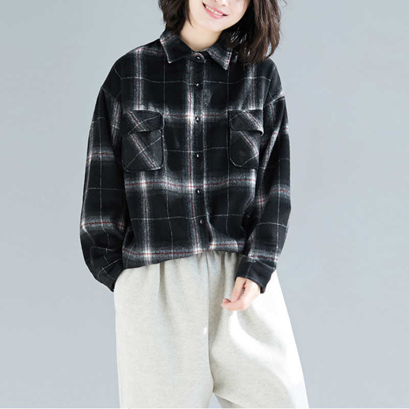 Autumn Arts Style Women Long Sleeve Loose Turn-down Collar Shirts Double Pocket Casual Plaid Blouses Femme Tops M708 210608, Picture color
Autumn Arts Style Women Long Sleeve Loose Turn-down Collar Shirts Double Pocket Casual Plaid Blouses Femme Tops M708 210608, Picture color
