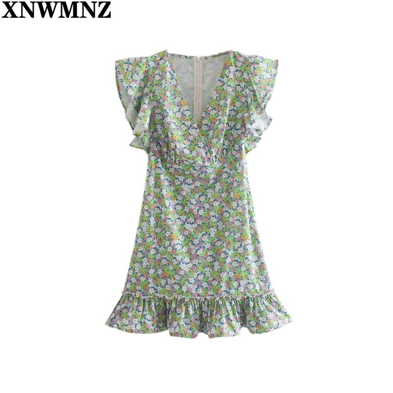 Women Sweet Fashion Floral Print Ruffled Mini Dress V Neck Sleeveless Elastic waist Zipper Female Dresses Vestidos 210520, Multi
Women Sweet Fashion Floral Print Ruffled Mini Dress V Neck Sleeveless Elastic waist Zipper Female Dresses Vestidos 210520, Multi