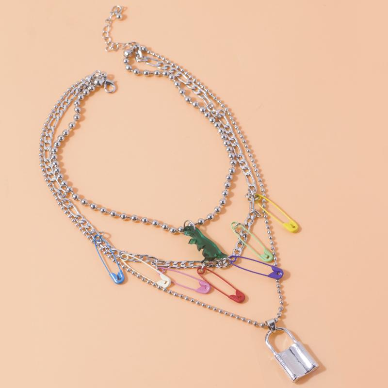 Chains Dinosaur Pin Lock Necklaces Silver Color Personality Punk Multilayer Alloy Necklace For Women Vintage Female Fashion Jewelry
Chains Dinosaur Pin Lock Necklaces Silver Color Personality Punk Multilayer Alloy Necklace For Women Vintage Female Fashion Jewelry