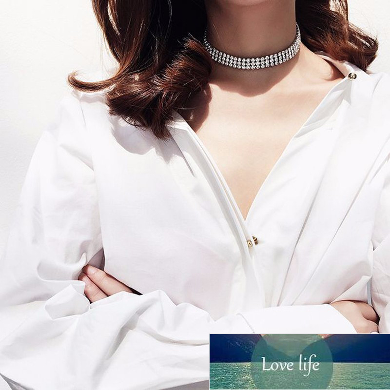 NEW Crystal Rhinestone Choker Necklace Women Wedding Accessories Silver Color Chain Punk Gothic Chokers Jewelry Collier Femme Factory price expert des
