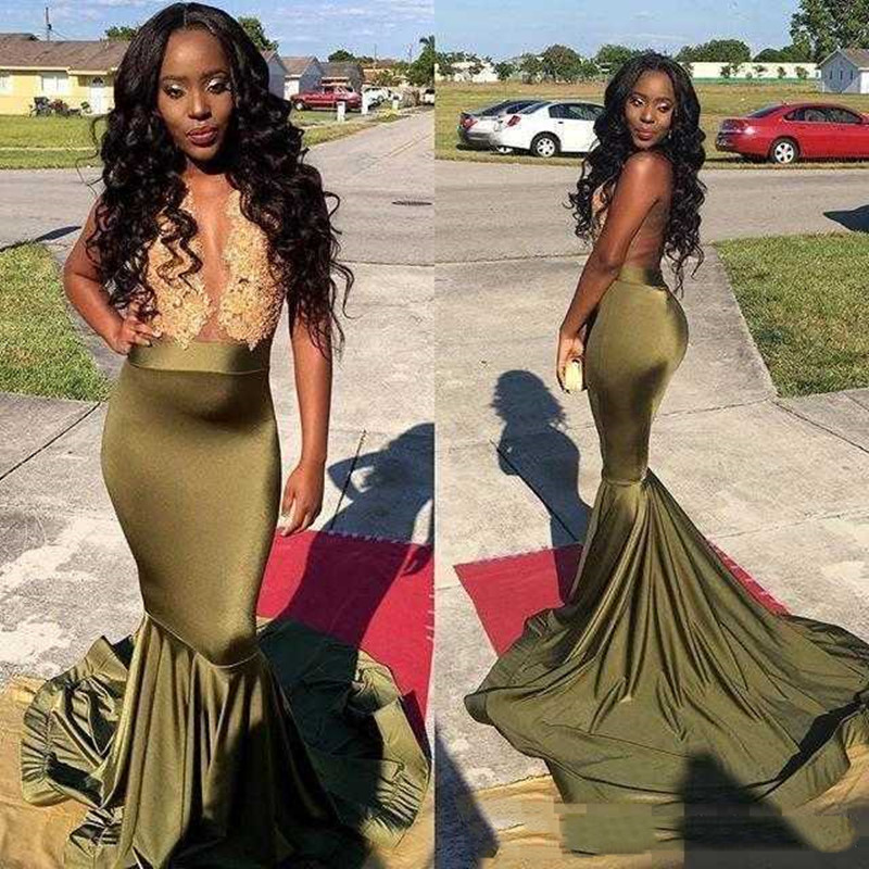 2022 Sexy Long Prom Dresses Deep V neck Sleeveless Lace Top Stretch Satin Floor Length Black Girl Mermaid African Evening Dresses, Green
2022 Sexy Long Prom Dresses Deep V neck Sleeveless Lace Top Stretch Satin Floor Length Black Girl Mermaid African Evening Dresses, Green