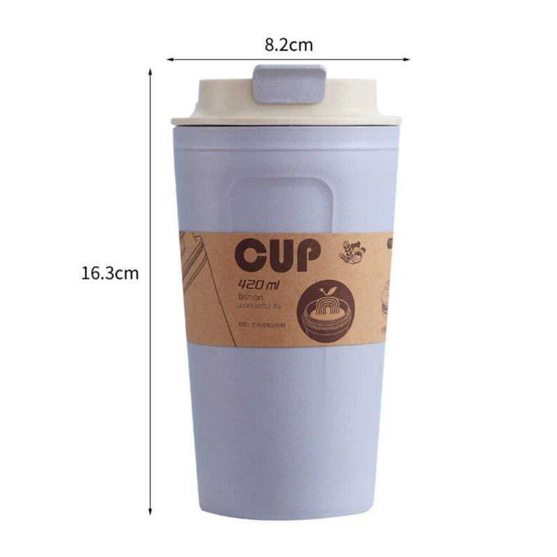Mugs 420ml Double-wall Insulation Eco-friendly Wheat Fiber Straw Coffee Cup Travel Mug Leakproof Gift Arrivals 2021