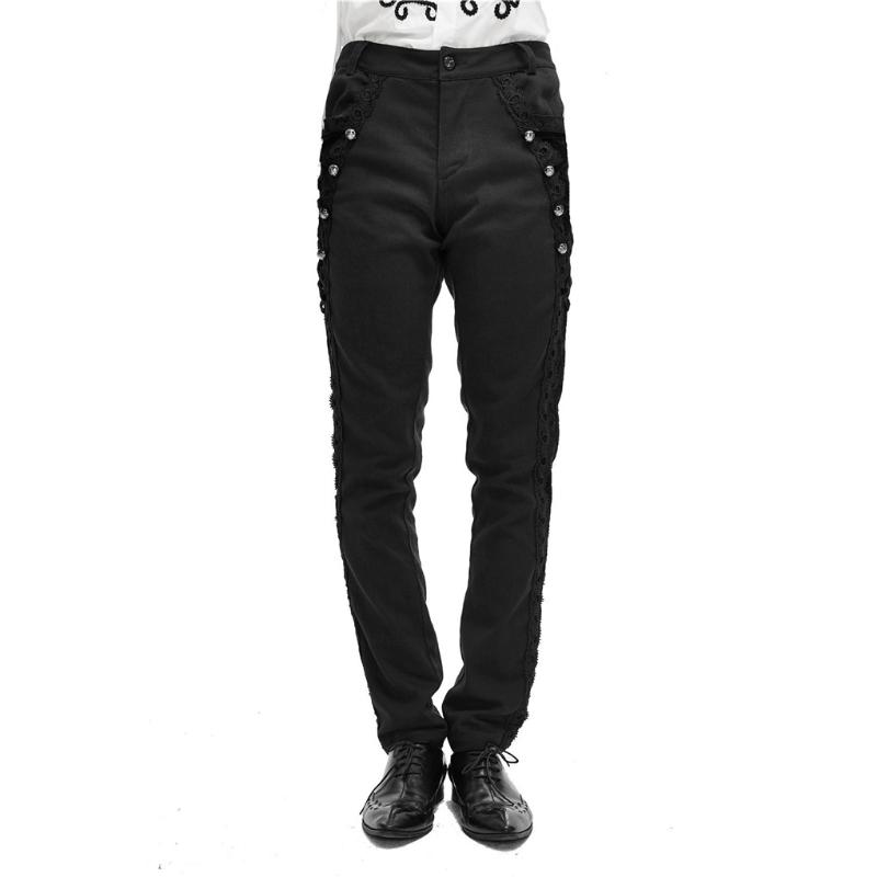 Devil Fashion Jacquard Retro Button Pants For Men Gothic Long Cotton Trousers Suit Men's