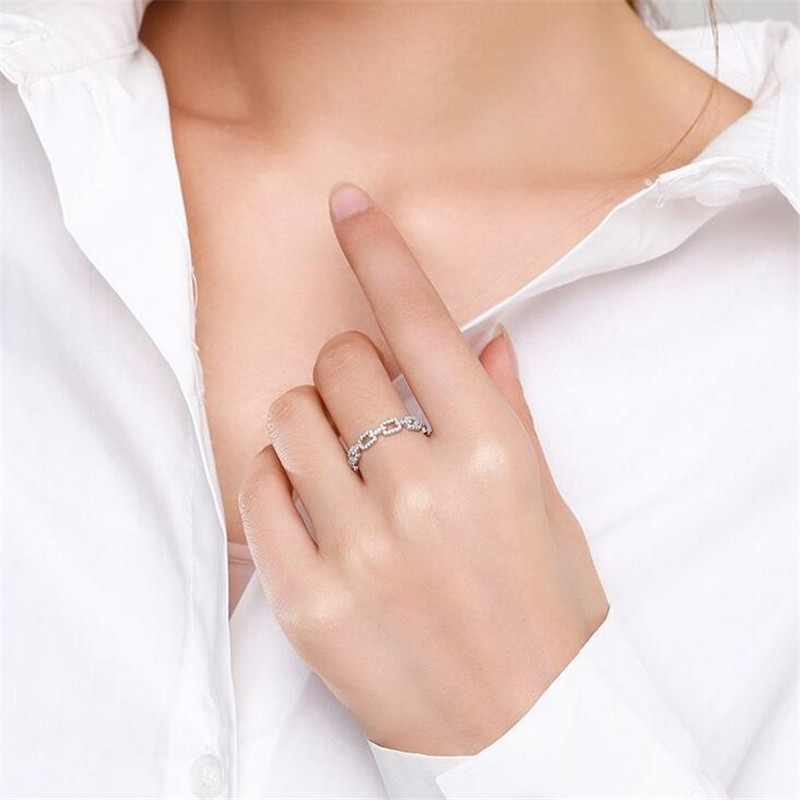 Ins Top Sell Sweet Cute Simple Fashion Luxury Jewelry Real 100% 925 Sterling Silver Pave White Sapphire Party Eternity CZ Diamond Women Wedding Chain 