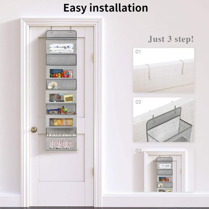 Hanging Handbag Organizer For Wardrobe Closet Transparent Storage Door Wall Clear Sundry Room Bedroom Bathroom Gray Hanger Pouch Boxes & Bin1