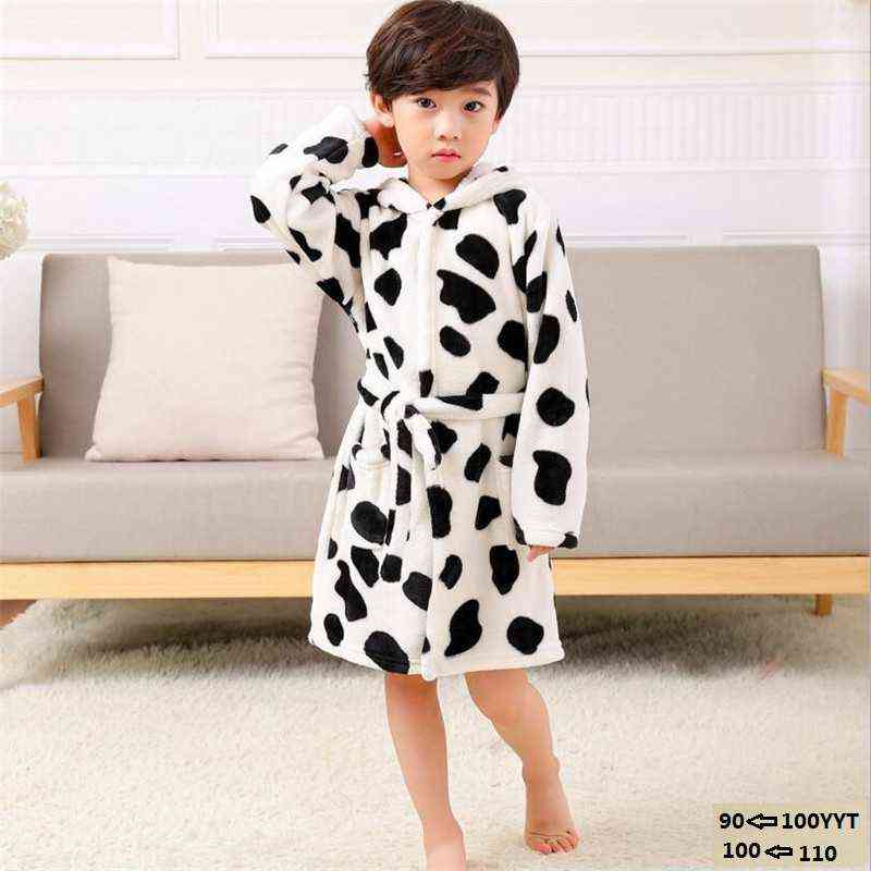 38 Styles Thick Flannel Girl Night-Robe Toddler Sleeping Pajamas Boy Bath Robe Soft Nightgown Children Kids Hooded Bathrobe 211130
