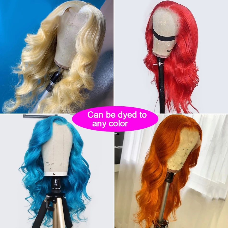 Body Wave Wig Honey Blonde Brazilian simulation Human Hair Blue/Red/Auburn Color Hd Frontal Highlight Synthetic None Lace Front Wigs