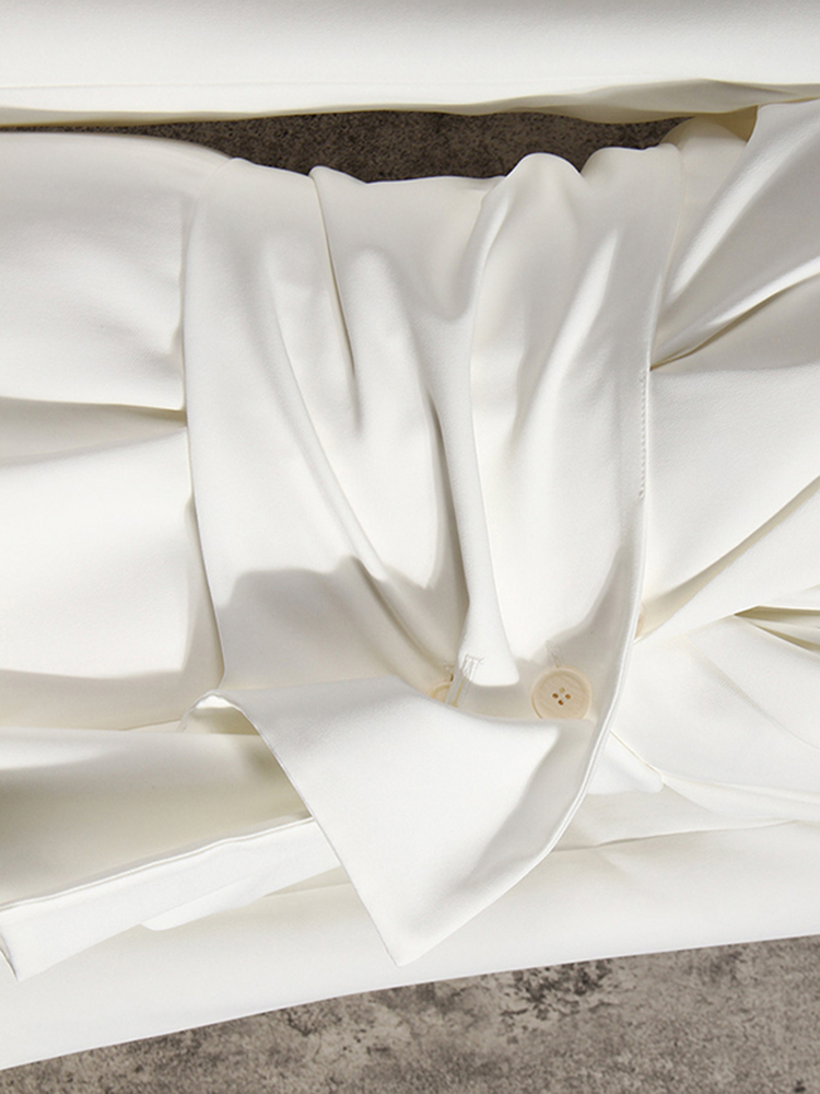 [EAM] Women White Knot Split Joint Irregular Blazer Lapel Long Sleeve Loose Fit Jacket Fashion Spring Autumn 1X343 220402