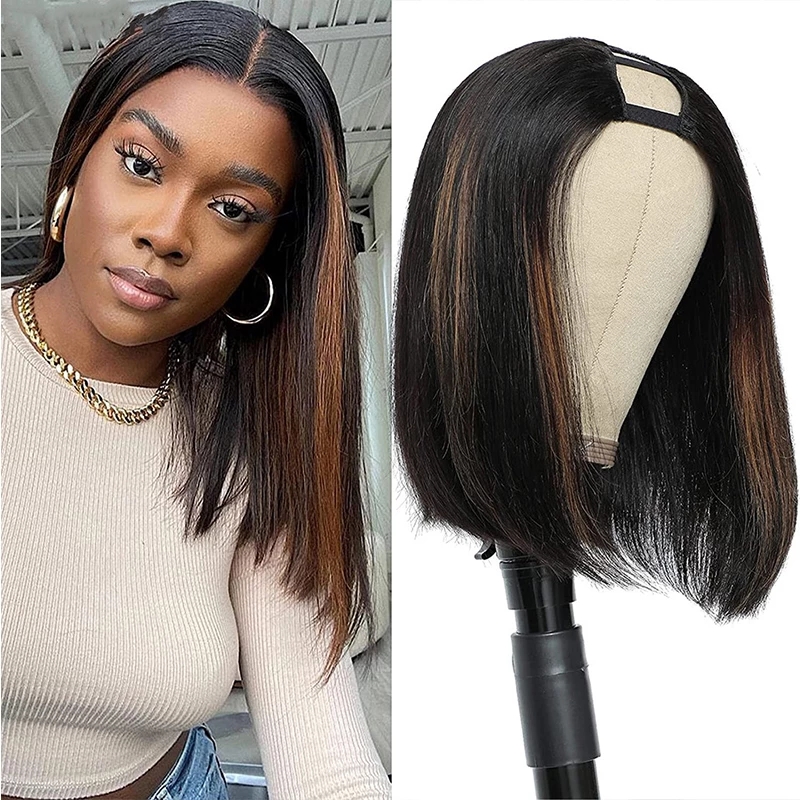 U Part Wig No Leave Out Ombred Full Machine Wig Short Bob Wigss Bone Straight Highlight Human Hair Wigs for Black Women, As picture color
U Part Wig No Leave Out Ombred Full Machine Wig Short Bob Wigss Bone Straight Highlight Human Hair Wigs for Black Women, As picture color