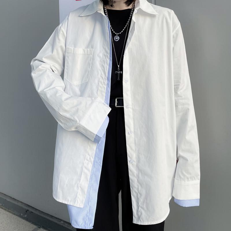 Men's Dress Shirts Retro Shirt Long Sleeve Trend Men And Women Spliced False Two Casual Loose Tops, White
Men's Dress Shirts Retro Shirt Long Sleeve Trend Men And Women Spliced False Two Casual Loose Tops, White
