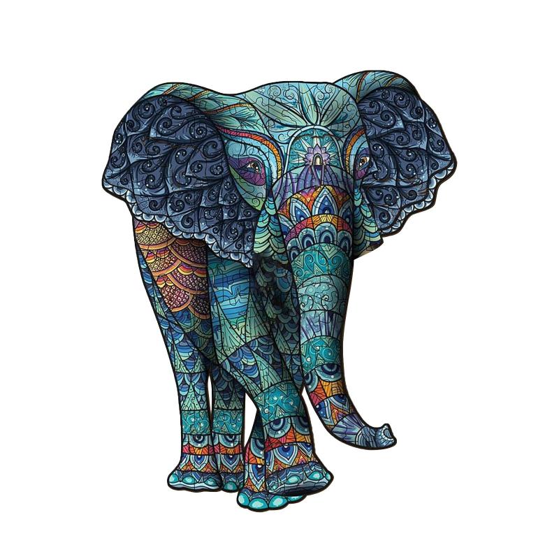 

Paintings Elephant Wooden Puzzles Toy 3D Animal Puzzle For Adults Children Christmas Gifts Kids Educational Toys Jigsaw Set