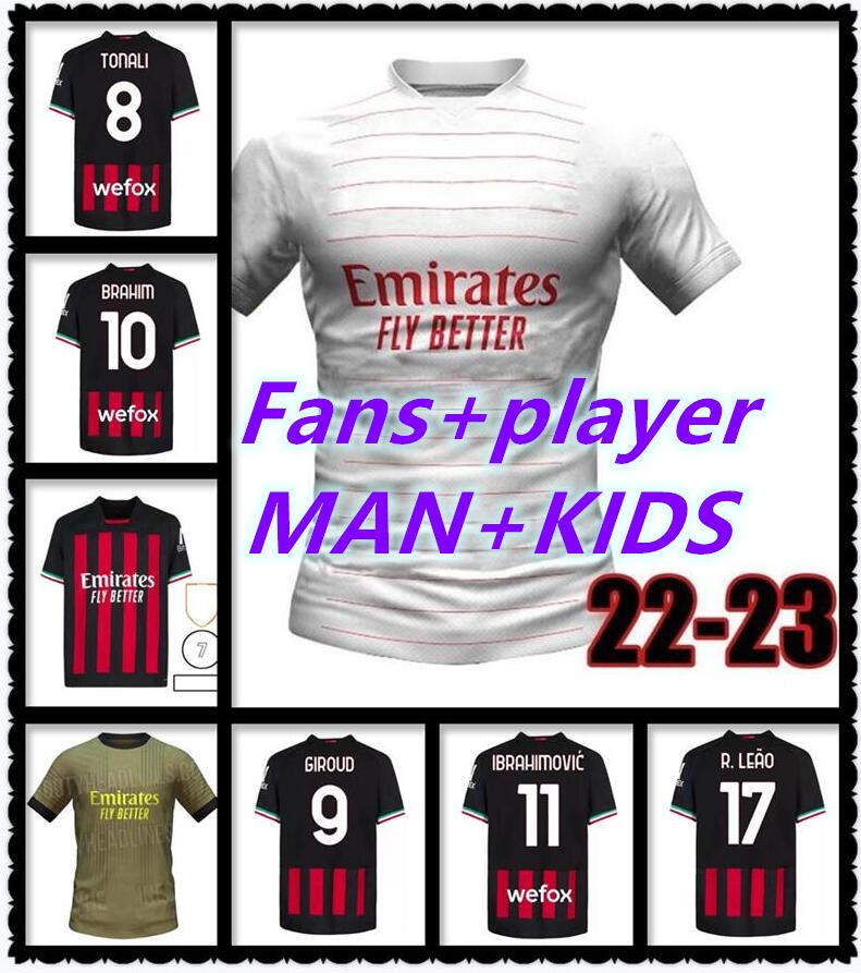 GIROUD Milan Soccer Jerseys 2022 2023 third 3rd fourth TONALI KESSIE R.LEAO THEO REBIC AC 22 23 IBRAHIMOVIC Football Shirts M. MAIGNAN TOMORIfans player men kids kit
GIROUD Milan Soccer Jerseys 2022 2023 third 3rd fourth TONALI KESSIE R.LEAO THEO REBIC AC 22 23 IBRAHIMOVIC Football Shirts M. MAIGNAN TOMORIfans player men kids kit