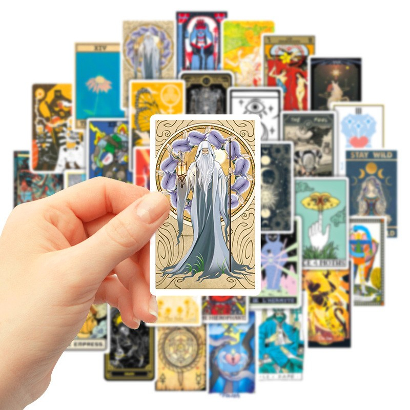 50Pcs Tarot Card Stickers Prediction Card Graffiti Kids Motorcycle Skateboard Bicycle Decal