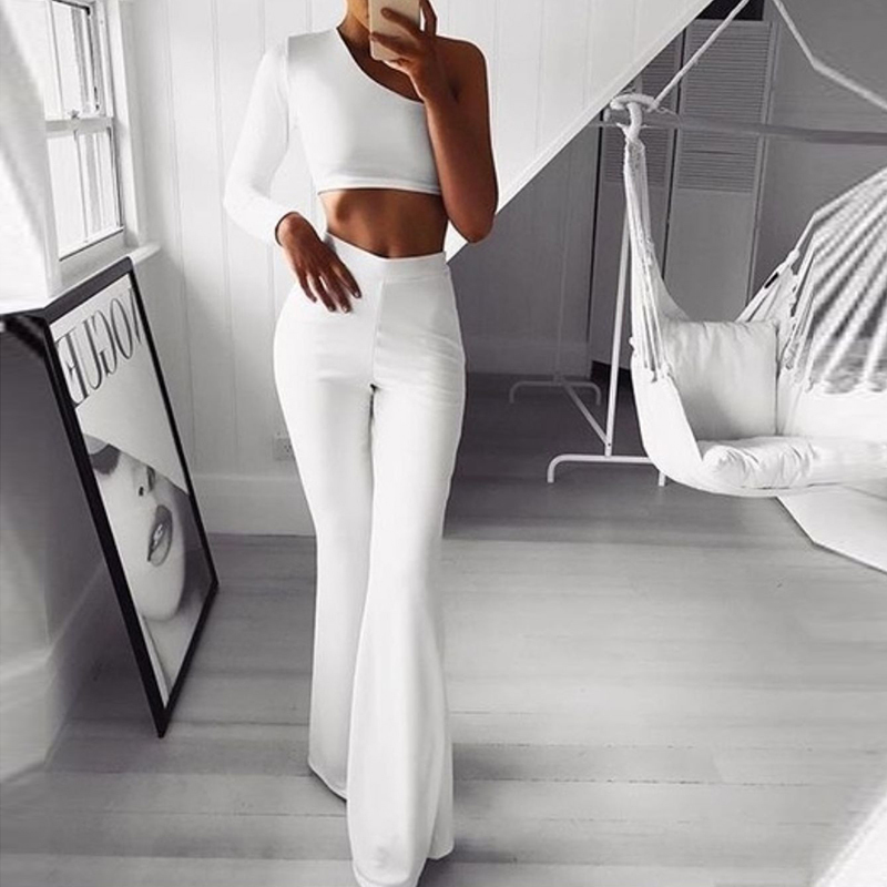 Casual High Waist Long Pant Autumn Elegant Office Lady Solid Flare Pants Fashion Stretch Thin Slim Wide Leg Trousers Streetwear 220325