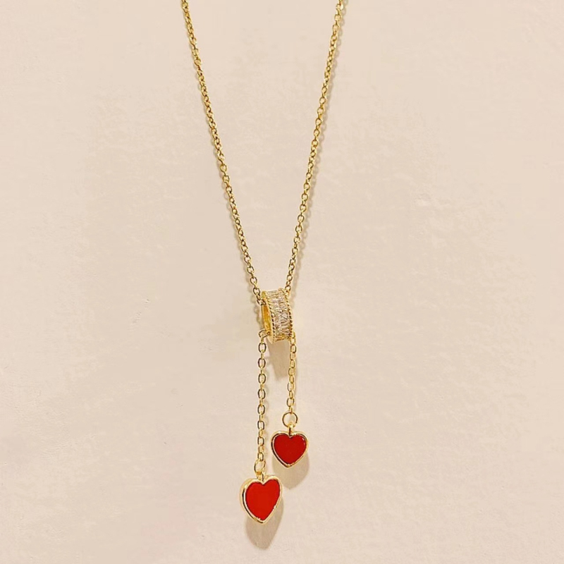 High Quality Double Heart Pendant Necklace 18K Gold Choker Necklaces Jewelry for Women, Silver
High Quality Double Heart Pendant Necklace 18K Gold Choker Necklaces Jewelry for Women, Silver
