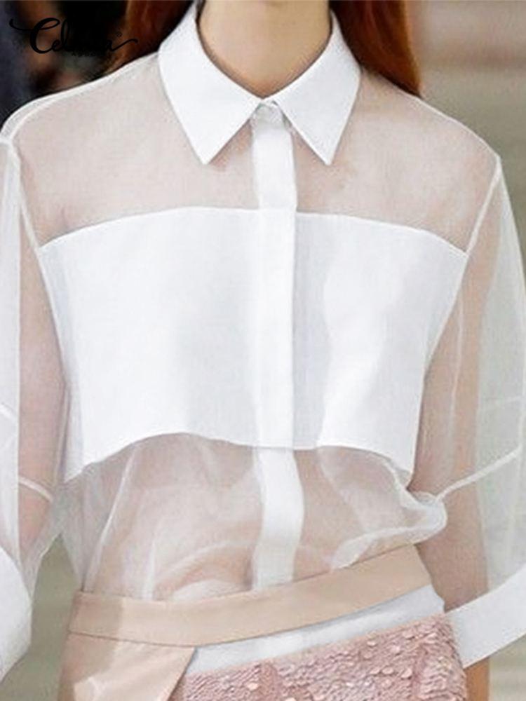 Women' Blouses & Shirts Celmia 2022 Fashion Lapel Collar Tunic Women Perspective Shirt Summer Elegant Top 3/4 Sleeve Office Mesh Stitching, Black
Women' Blouses & Shirts Celmia 2022 Fashion Lapel Collar Tunic Women Perspective Shirt Summer Elegant Top 3/4 Sleeve Office Mesh Stitching, Black