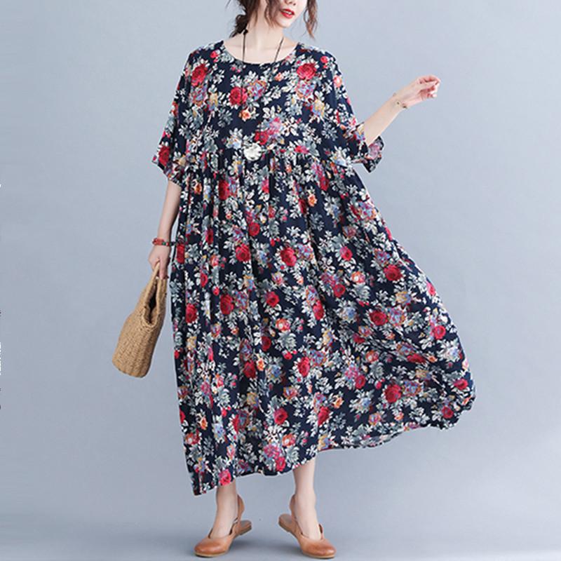 Plus Size Dresses BIG Summer Women Fashion Elegant Flower Print Tops Ladies Female Large Long Casual Loose Ruffles Drapped Cotton Dress, Multi
Plus Size Dresses BIG Summer Women Fashion Elegant Flower Print Tops Ladies Female Large Long Casual Loose Ruffles Drapped Cotton Dress, Multi