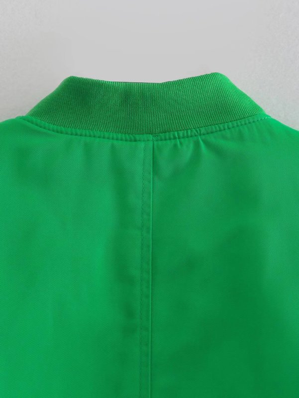 Women Fashion with Pockets Solid Front Zipper Jackets Vintage Stand Collar Coat Long Sleeves Female Chic Outwears Bomber Jacket 220803