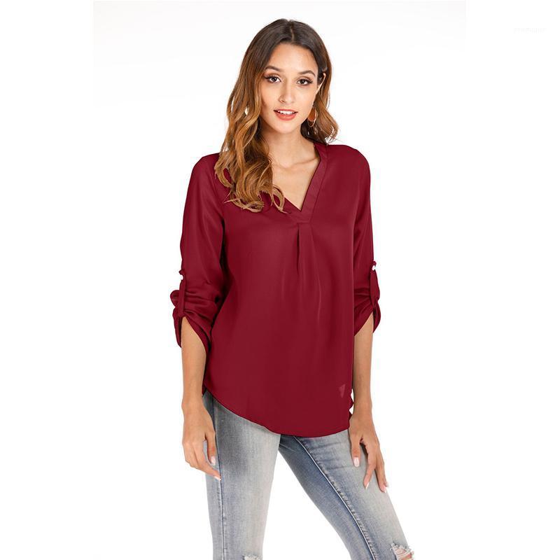 Women' Blouses & Shirts Fashion Women Chiffon Blouse Office V-neck Foldable Sleeve Casual Tops Autumn Spring Solid Irregular Streetwear, Black
Women' Blouses & Shirts Fashion Women Chiffon Blouse Office V-neck Foldable Sleeve Casual Tops Autumn Spring Solid Irregular Streetwear, Black