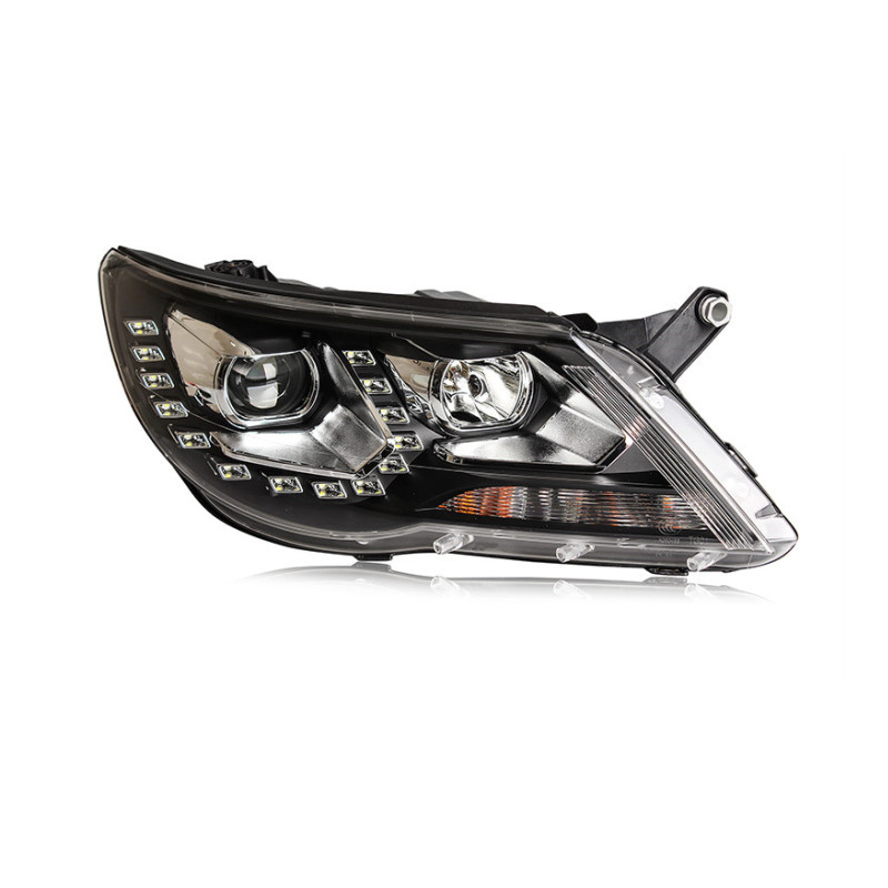 Car Styling For VW Tiguan 2007-2012 LED Headlight DRL Fog Lamp Turn Signal Light Low And High Beam Angel Eyes Projector Lens