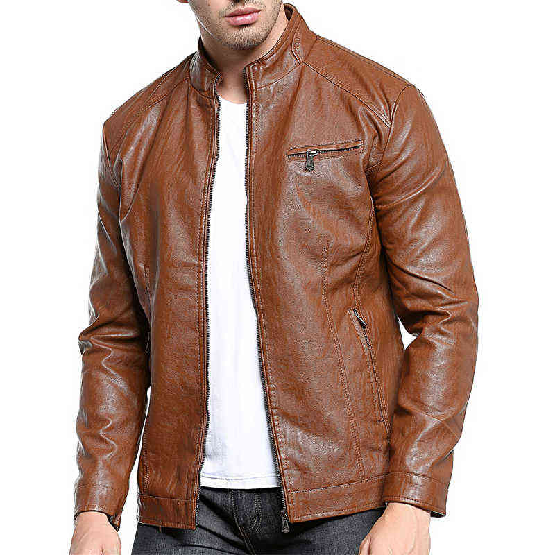 Men's Washed PU Stand Collar Leather Jacket High Quality Locomotive Leather Jacket Mens Thick Fur Leather Jacket T220728, Khaki
Men's Washed PU Stand Collar Leather Jacket High Quality Locomotive Leather Jacket Mens Thick Fur Leather Jacket T220728, Khaki