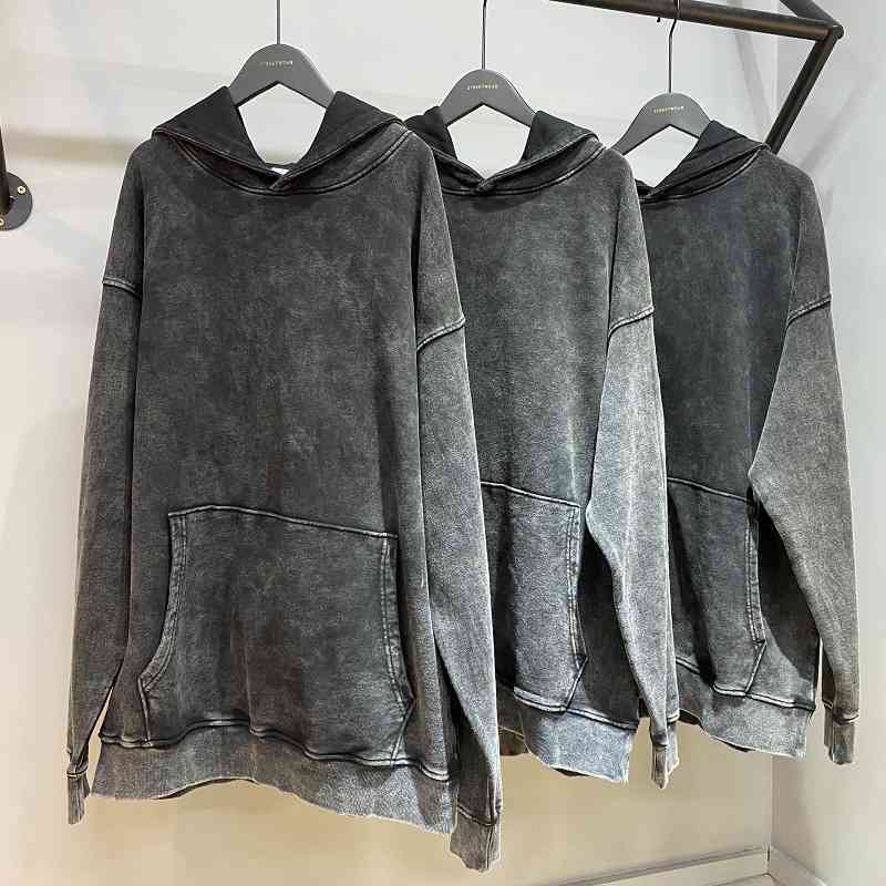 Men's Hoodies & Sweatshirts Autumn and winter dark high street Terry wash used Hoodie oversize loose sweater men 86AP