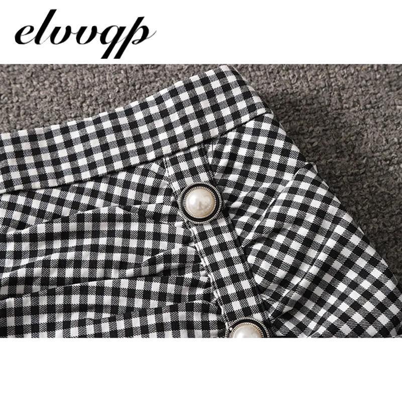 Harajuku Fashion Vintage Plaid Skirt Spring autumn Womens High Waist Mini Skirts Women Slim Button pleated Mermaid skirt 220317