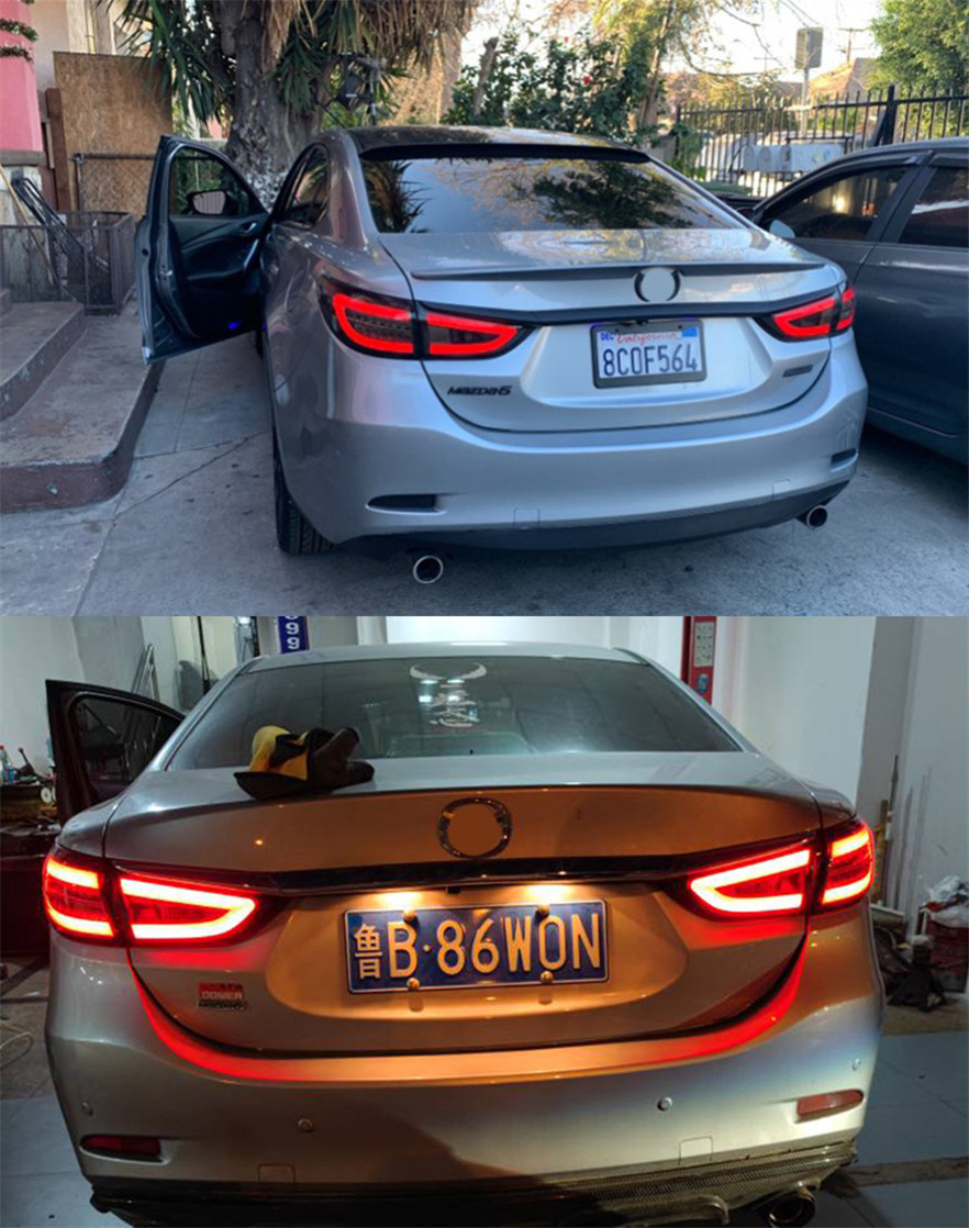 Car Goods Taillights Assembly For Mazda 6 Atenza 2013-20 19 LED Taillights Rear Lamp Dynamic Turn Signal Highlight Upgrade