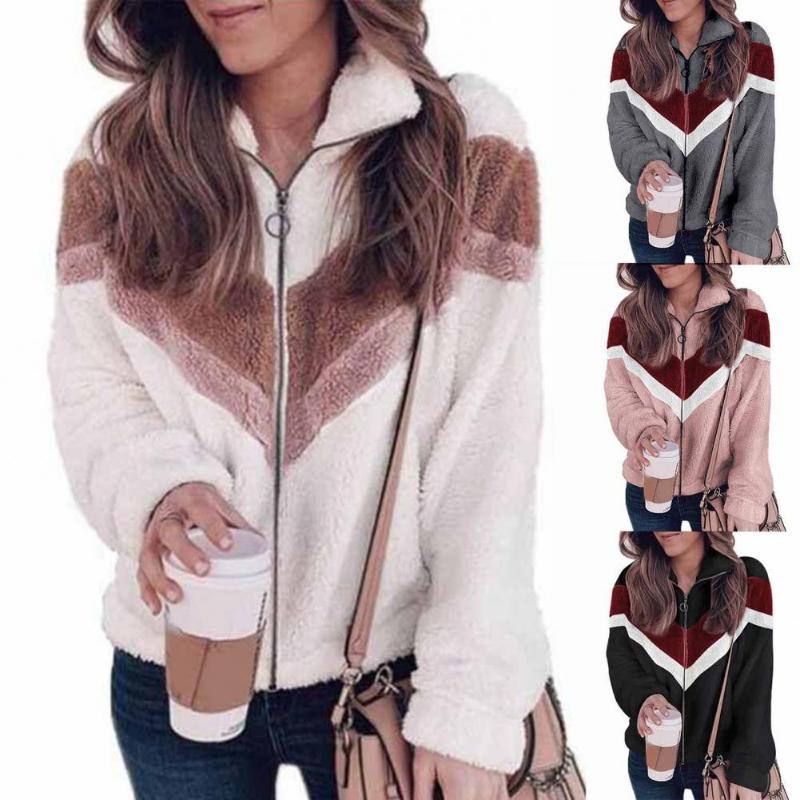 Women's Knits & Tees Women Jacket Autumn Winter Zipper Closure Color Block Fleece Stand Collar Side Pockets Warm Cardigan Outerwear, White
Women's Knits & Tees Women Jacket Autumn Winter Zipper Closure Color Block Fleece Stand Collar Side Pockets Warm Cardigan Outerwear, White