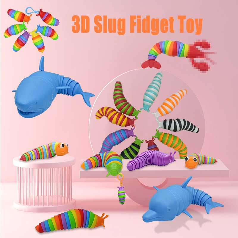 2022 Fidget Toy Slug Party Articulated Flexible 3D Slug Joints Curled Relieve Stress Anti-Anxiety Sensory Toys For Children Aldult sxa16