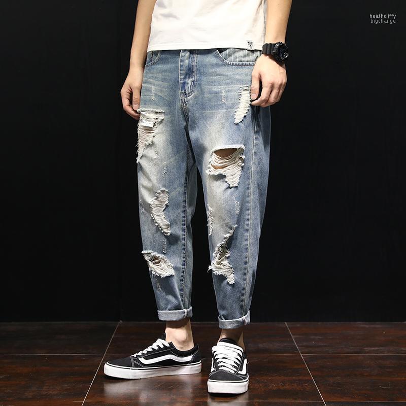 Men's Jeans Ripped Trendy Brand Loose Plus Size Fat Ninth Pants All-match Heat22, Light blue
Men's Jeans Ripped Trendy Brand Loose Plus Size Fat Ninth Pants All-match Heat22, Light blue