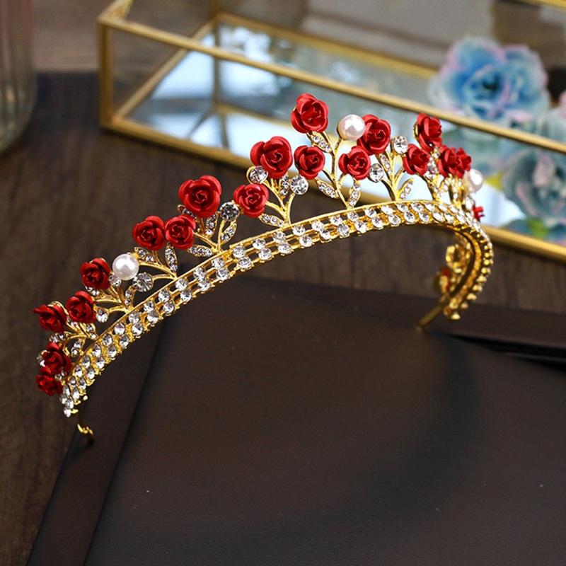 Hair Clips & Barrettes Rose Crystal Bridal Tiara Wedding Princess CrownHair